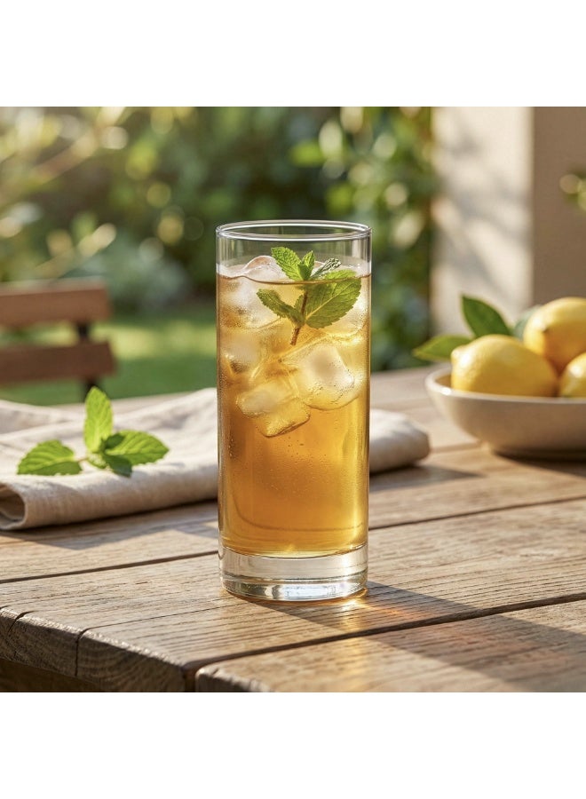 Essenti Highball Glass 295ml (Set of 6) – Clear Tall Drinking Glass for Juice, Water, Soda & Cocktails